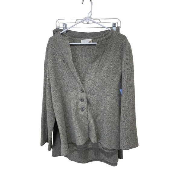 Novian Swans Herringbone‎ Skirt Set Wool Blend Button Up Vintage Size 14 - Picture 1 of 3